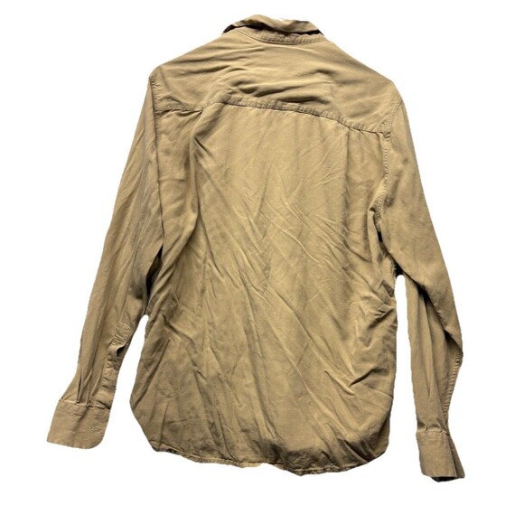 Tulliano Shirt Mens L Beige 100% Silk Button Up Long Sleeve Dress Casual Solid - Picture 3 of 3